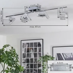 hofstein Madel Plafonnier, Spot de plafond Chrome, Nickel mat, 4 lumières* Spots Et Projecteurs