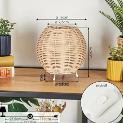 Style Boho-Chic-hofstein Malpica Lampe à poser Beige, 1 lumière