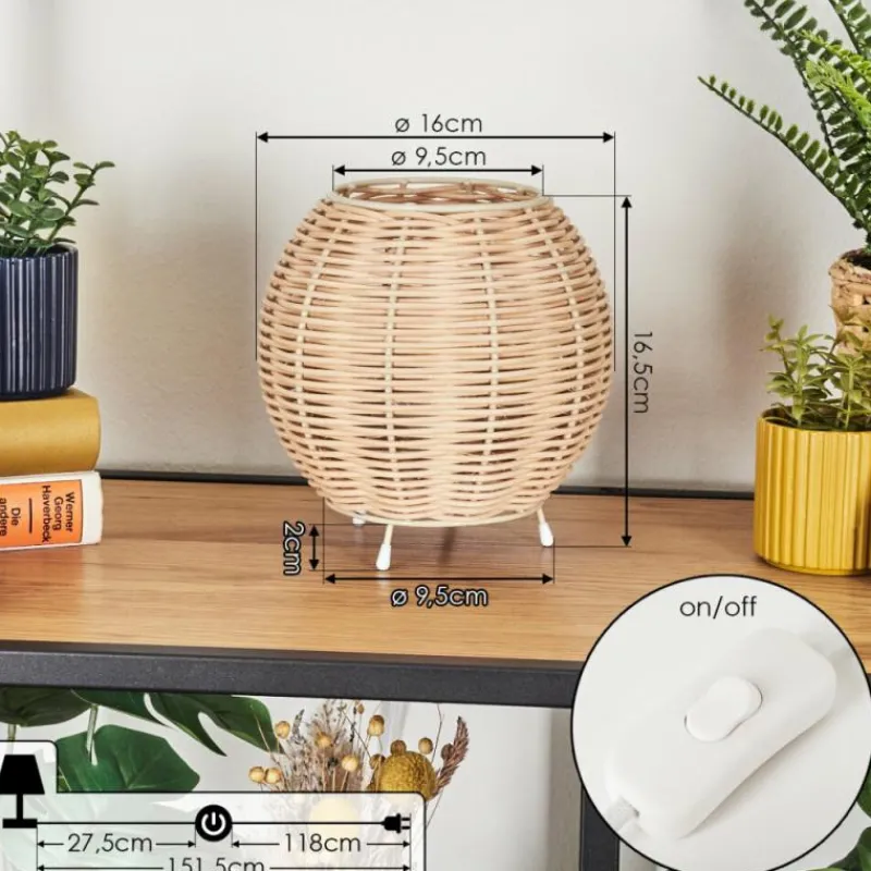 Style Boho-Chic-hofstein Malpica Lampe à poser Beige, 1 lumière