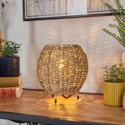Style Boho-Chic-hofstein Malpica Lampe à poser Beige, 1 lumière