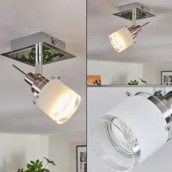 hofstein Maren Plafonnier, Spot de plafond LED Chrome, Nickel mat, 1 lumière