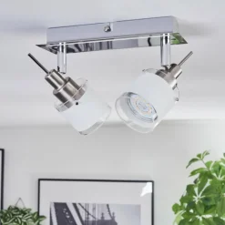 hofstein Maren Plafonnier, Spot de plafond LED Chrome, Nickel mat, 2 lumières