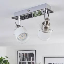 hofstein Maren Plafonnier, Spot de plafond LED Chrome, Nickel mat, 2 lumières