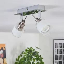 hofstein Maren Plafonnier, Spot de plafond LED Chrome, Nickel mat, 2 lumières