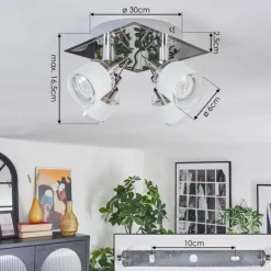 hofstein Maren Plafonnier, Spot de plafond LED Chrome, Nickel mat, 4 lumières
