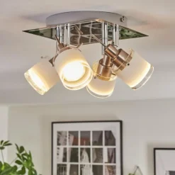 hofstein Maren Plafonnier, Spot de plafond LED Chrome, Nickel mat, 4 lumières