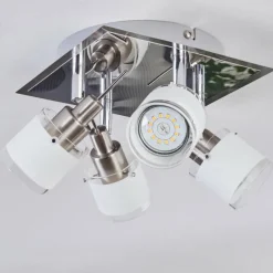 hofstein Maren Plafonnier, Spot de plafond LED Chrome, Nickel mat, 4 lumières