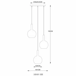 Luminaires Globo Lighting Marinella Suspension Noir, 3 lumières