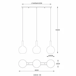 Luminaires Globo Lighting Marinella Suspension Noir, 3 lumières