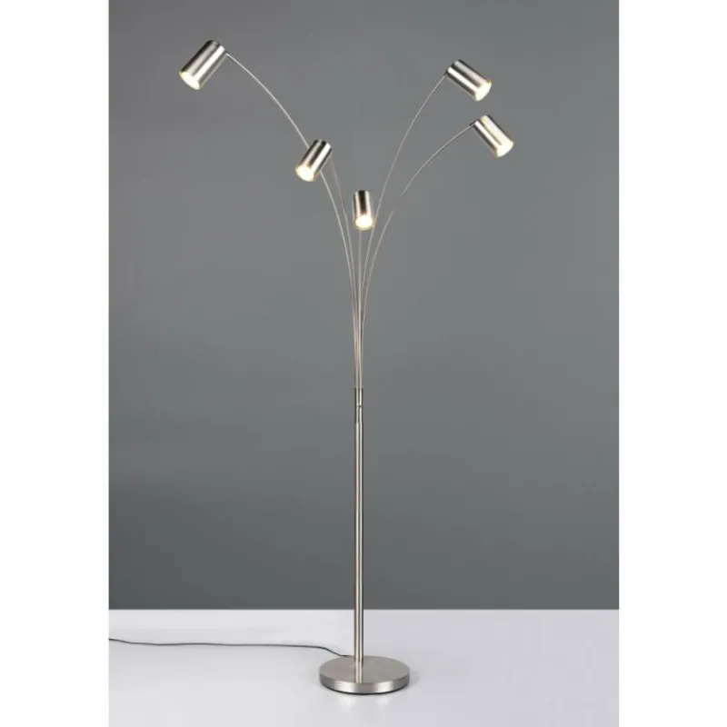 Luminaires Trio Marley Lampadaire Nickel mat, 5 lumières* Lampadaires Et Lampes Sur Pied