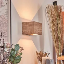 hofstein Marmorera Applique murale, Spot mural Couleur bois, Noir, 1 lumière