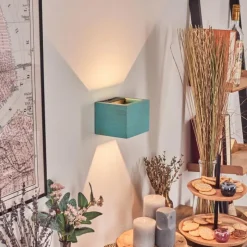 Lampes En Bois-hofstein Marmorera Applique murale, Spot mural Noir, Turquoise, 1 lumière