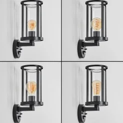 hofstein Martinha Lampe murale d´extérieur Noir, 1 lumière, Détecteur de mouvement