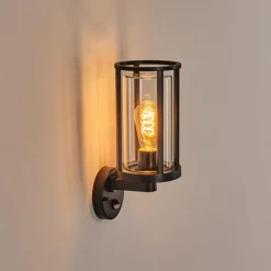 hofstein Martinha Lampe murale d´extérieur Noir, 1 lumière, Détecteur de mouvement