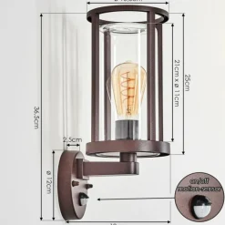 hofstein Martinha Lampe murale d´extérieur Rouille, 1 lumière, Détecteur de mouvement