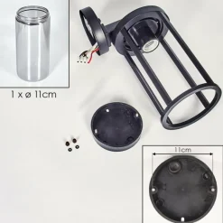 hofstein Martinha Lampe murale d´extérieur Noir, 1 lumière, Détecteur de mouvement