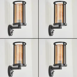 hofstein Martinha Lampe murale d´extérieur Noir, 1 lumière, Détecteur de mouvement