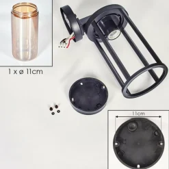 hofstein Martinha Lampe murale d´extérieur Noir, 1 lumière, Détecteur de mouvement