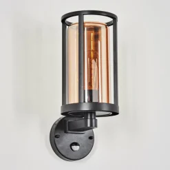 hofstein Martinha Lampe murale d´extérieur Noir, 1 lumière, Détecteur de mouvement