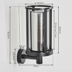 Suspension Verre Fumé-hofstein Martinha Lampe murale d´extérieur Noir, 1 lumière