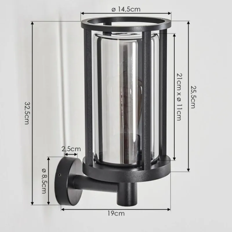 Suspension Verre Fumé-hofstein Martinha Lampe murale d´extérieur Noir, 1 lumière