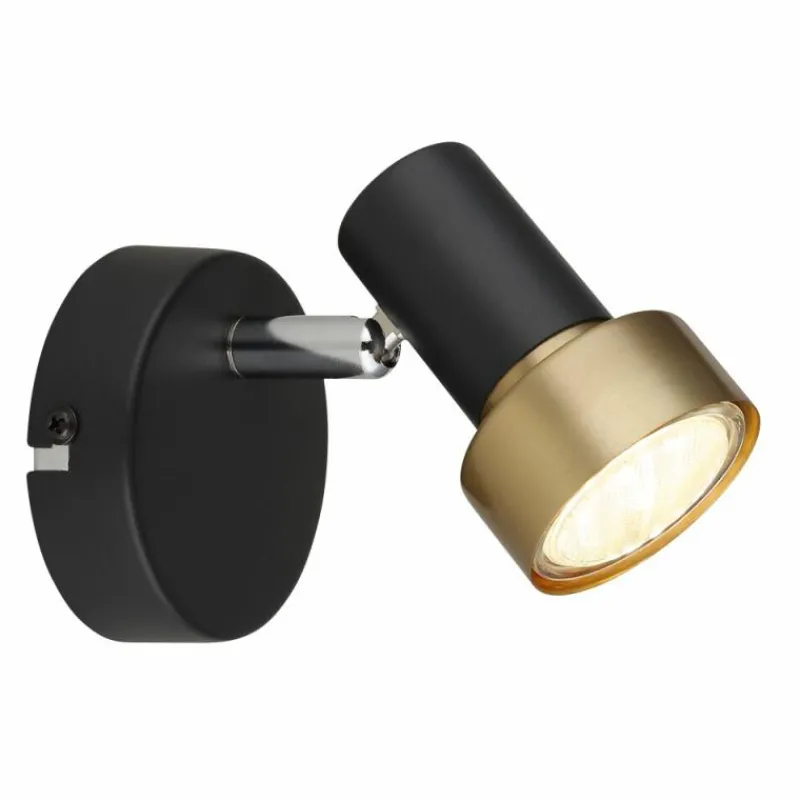 Lampes Dorées-Luminaires Globo Lighting Mason Plafonnier, Spot de plafond, Applique murale, Spot mural Chrome, Noir, 1 lumière