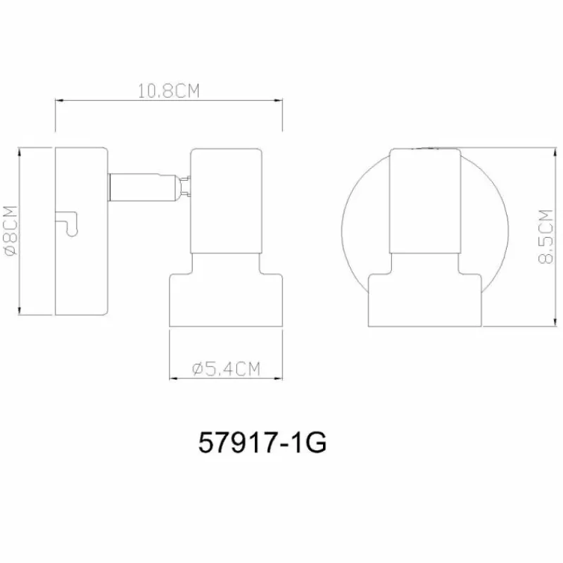 Lampes Dorées-Luminaires Globo Lighting Mason Plafonnier, Spot de plafond, Applique murale, Spot mural Chrome, Noir, 1 lumière