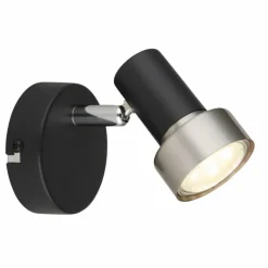 Luminaires Globo Lighting Mason Plafonnier, Spot de plafond, Applique murale, Spot mural Chrome, Noir, 1 lumière* Spots Et Projecteurs