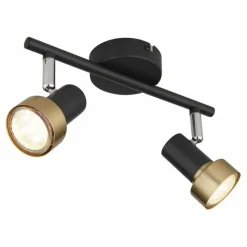 Lampes Dorées-Luminaires Globo Lighting Mason Plafonnier, Spot de plafond, Applique murale, Spot mural Chrome, Noir, 2 lumières