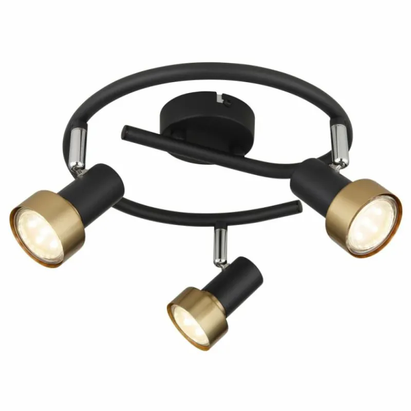 Lampes Dorées-Luminaires Globo Lighting Mason Plafonnier, Spot de plafond, Applique murale, Spot mural Chrome, Noir, 3 lumières