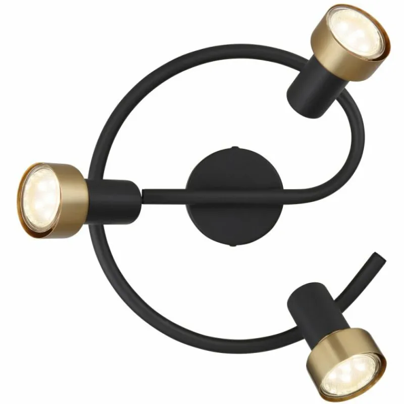 Lampes Dorées-Luminaires Globo Lighting Mason Plafonnier, Spot de plafond, Applique murale, Spot mural Chrome, Noir, 3 lumières
