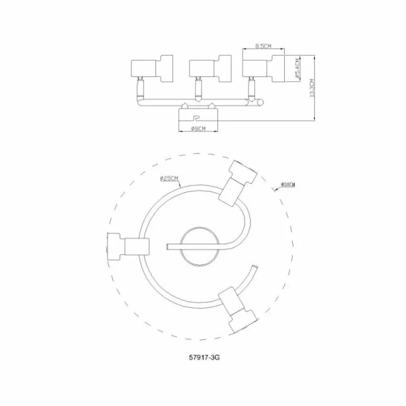 Lampes Dorées-Luminaires Globo Lighting Mason Plafonnier, Spot de plafond, Applique murale, Spot mural Chrome, Noir, 3 lumières