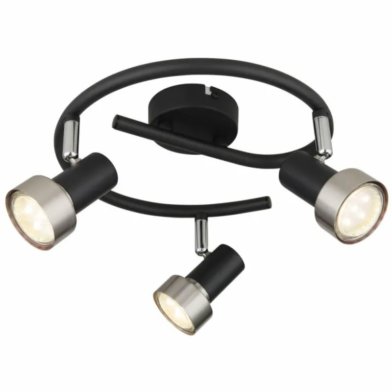 Luminaires Globo Lighting Mason Plafonnier, Spot de plafond, Applique murale, Spot mural Chrome, Noir, 3 lumières* Spots Et Projecteurs