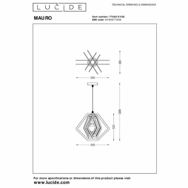 Luminaires Lucide MAURO Suspension Rose, 1 lumière* Suspensions
