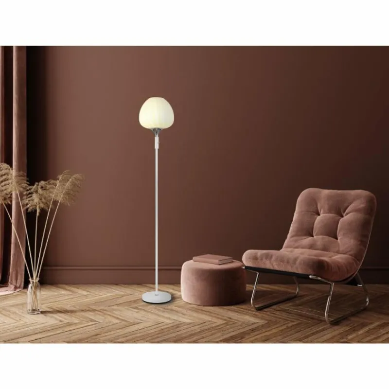 Luminaires Globo Lighting Maxy Lampadaire Chrome, Blanc, 1 lumière