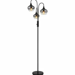 Suspension Verre Fumé-Luminaires Globo Lighting Maxy Lampadaire Noir, 3 lumières