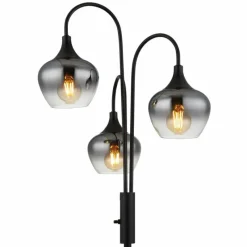 Suspension Verre Fumé-Luminaires Globo Lighting Maxy Lampadaire Noir, 3 lumières