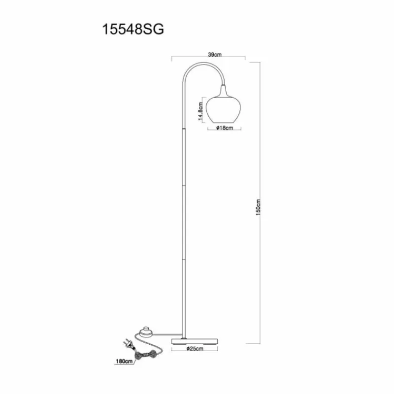 Luminaires Globo Lighting Maxy Lampadaire Chrome, Noir, 1 lumière