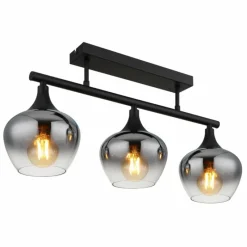 Suspension Verre Fumé-Luminaires Globo Lighting Maxy Plafonnier Noir, 3 lumières