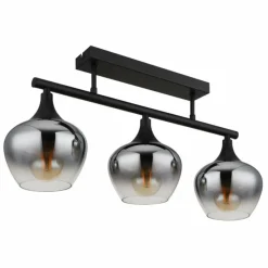 Suspension Verre Fumé-Luminaires Globo Lighting Maxy Plafonnier Noir, 3 lumières