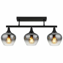 Suspension Verre Fumé-Luminaires Globo Lighting Maxy Plafonnier Noir, 3 lumières