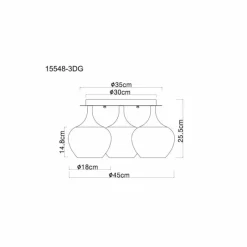 Luminaires Globo Lighting Maxy Plafonnier Chrome, Noir, 3 lumières
