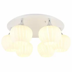 Luminaires Globo Lighting Maxy Plafonnier Chrome, Blanc, 6 lumières