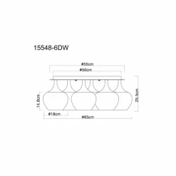 Luminaires Globo Lighting Maxy Plafonnier Chrome, Blanc, 6 lumières