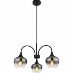 Suspension Verre Fumé-Luminaires Globo Lighting Maxy Suspension Noir, 3 lumières