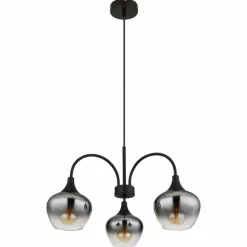 Suspension Verre Fumé-Luminaires Globo Lighting Maxy Suspension Noir, 3 lumières