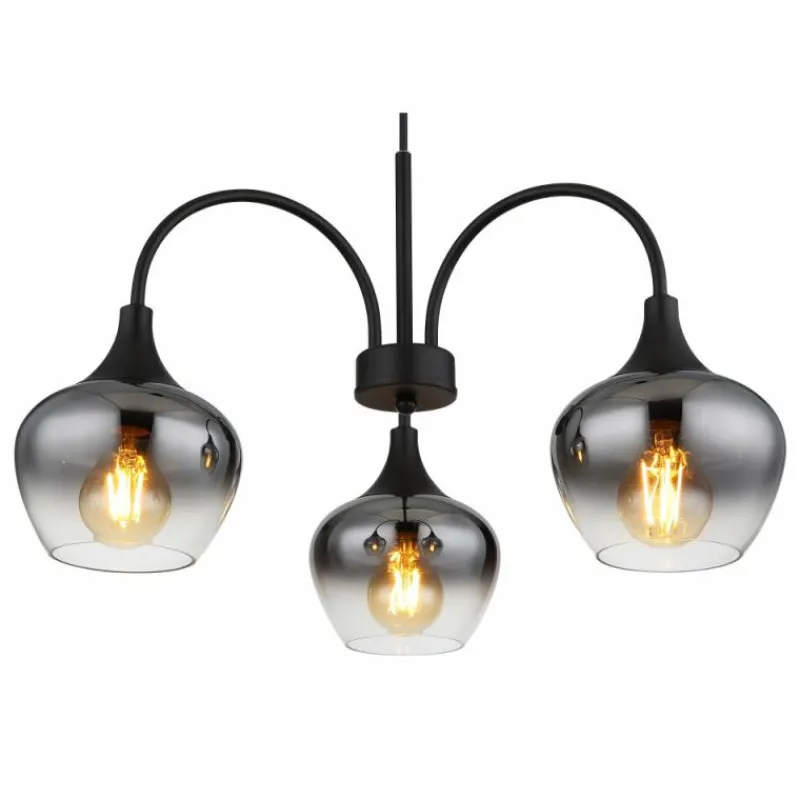 Suspension Verre Fumé-Luminaires Globo Lighting Maxy Suspension Noir, 3 lumières