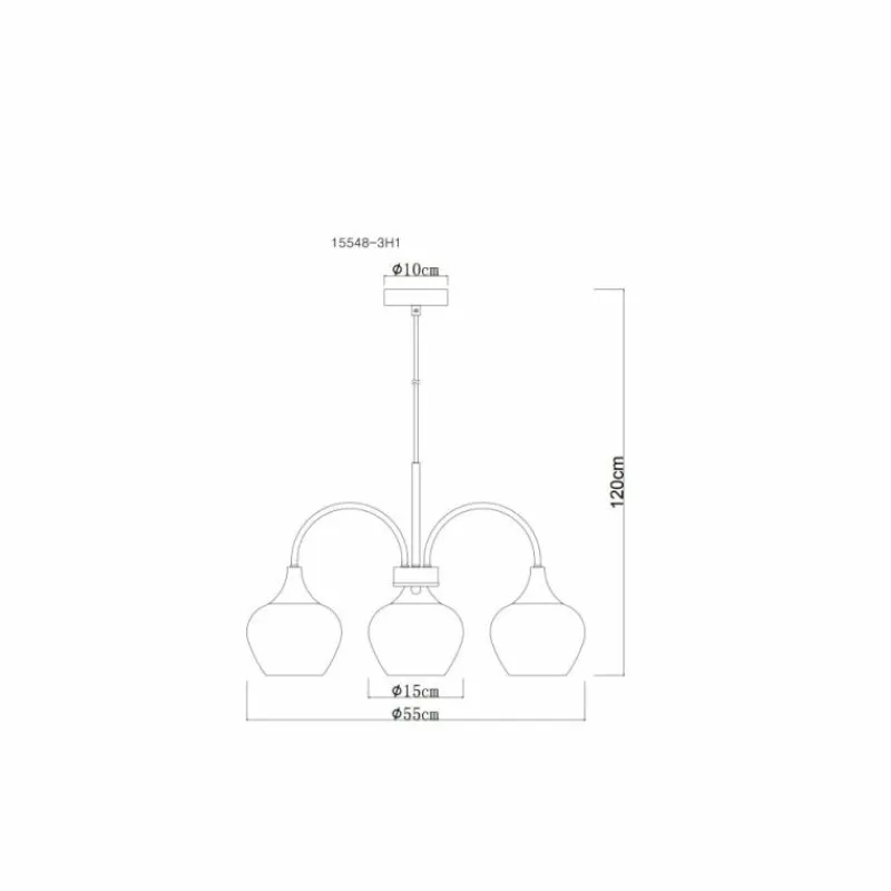 Suspension Verre Fumé-Luminaires Globo Lighting Maxy Suspension Noir, 3 lumières