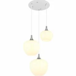 Luminaires Globo Lighting Maxy Suspension Chrome, Blanc, 3 lumières