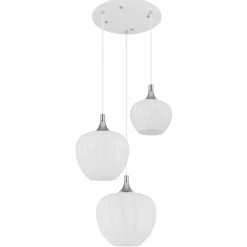 Luminaires Globo Lighting Maxy Suspension Chrome, Blanc, 3 lumières